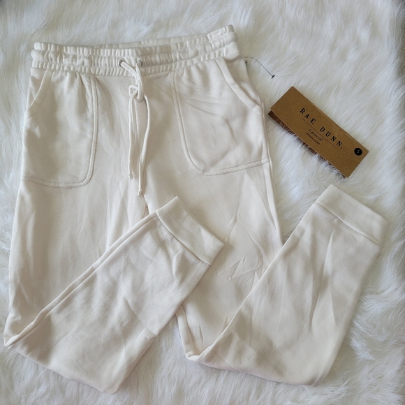 Rae Dunn 2 Piece CHILL Set Hoodie & Jogger Set S Cream/Pink Soft NWT - Picture 5 of 16